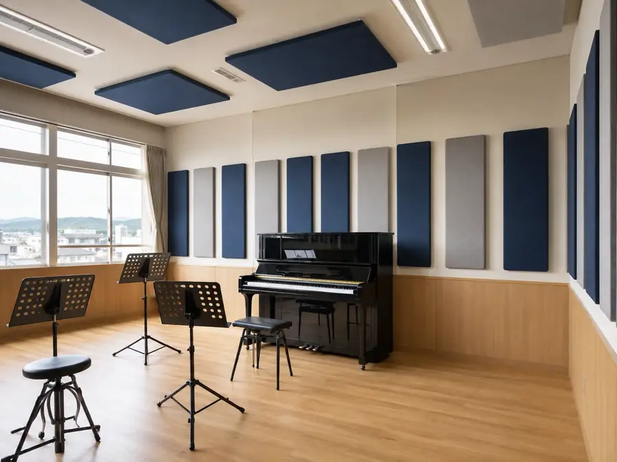 音楽室・特別教室に吸音材を配置する活用イメージ